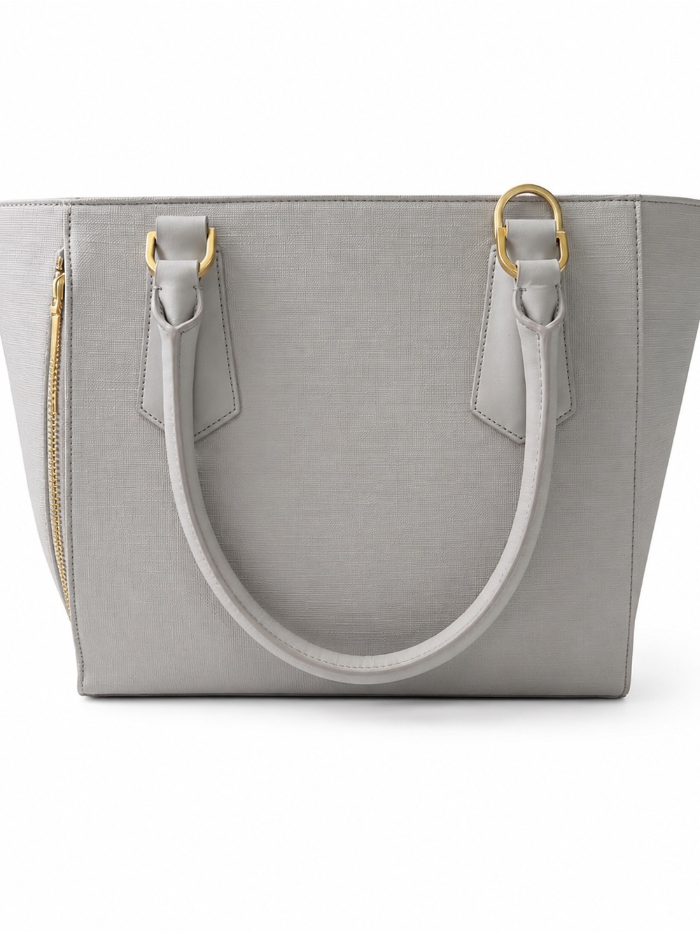 Dagne Dover Light Gray Tote with Gold Hardware